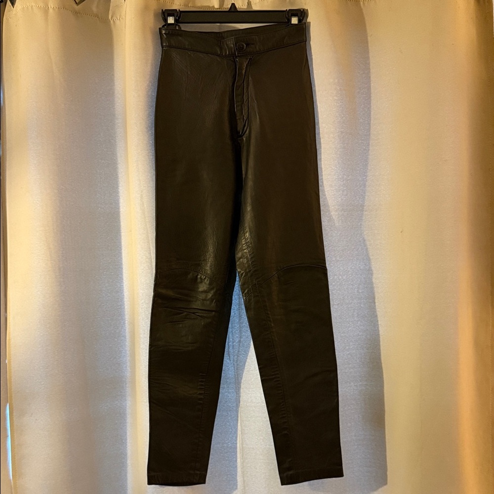 North Beach Leather Black Cropped Pants vintage